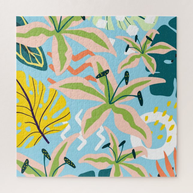 Puzzle Floral azul en polvo (Vertical)