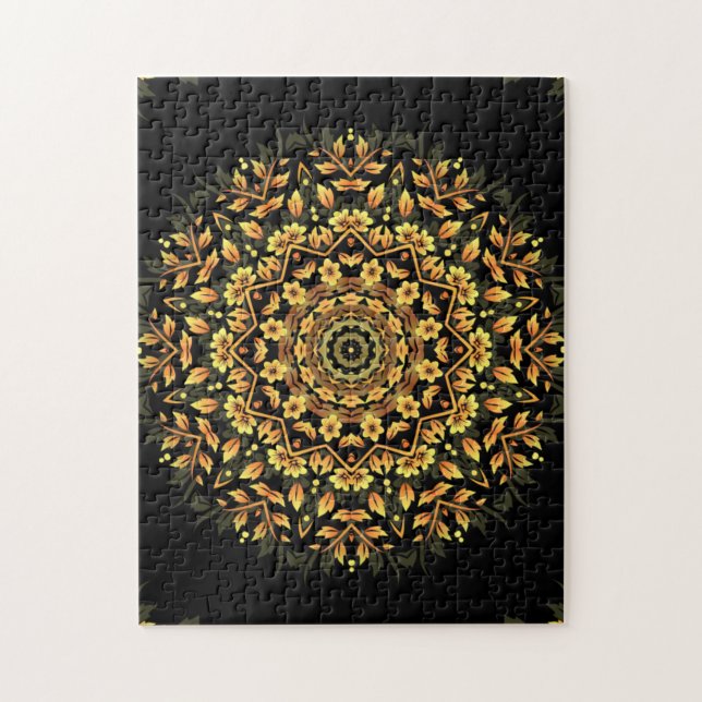 Puzzle Floral Black Gold Mandala (Vertical)