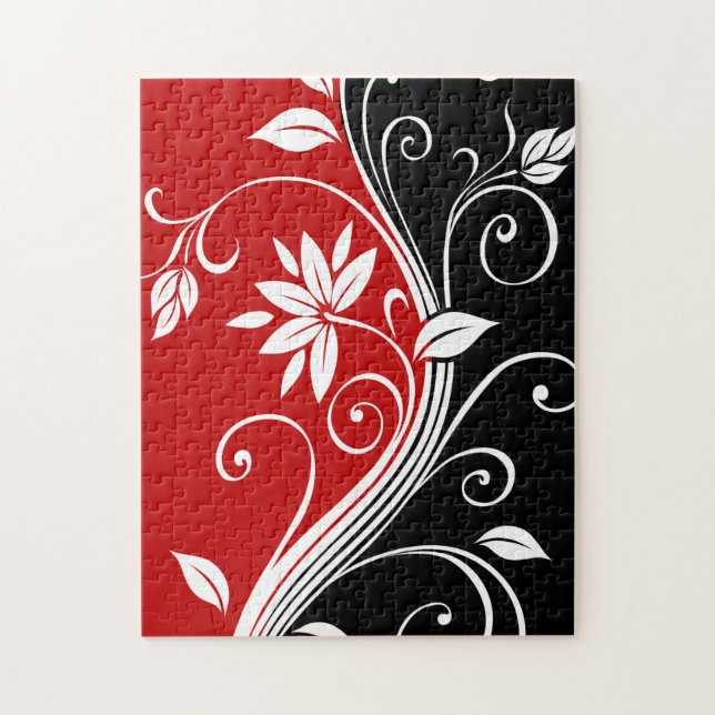 Puzzle Floral blanca y negra (Vertical)