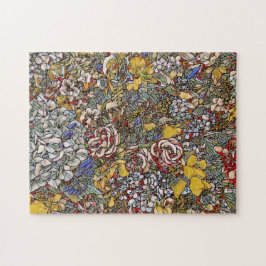 Puzzle Floral botánica de vidrio templado