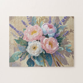 Puzzle Floral Bouquet peonies lavender