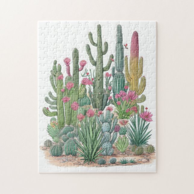 Puzzle Floral Cactus (Vertical)