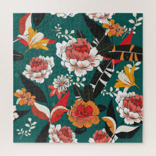 Puzzle Floral de color blanco naranja: ilustracion inoxid