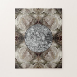 Puzzle Floral de rosa blanca Resumen Vintage Añadir la fo