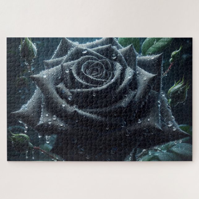 Puzzle Floral de Rosa negro (Horizontal)