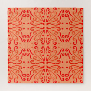 Puzzle Floral de rubí: Patrón geométrico tribal.