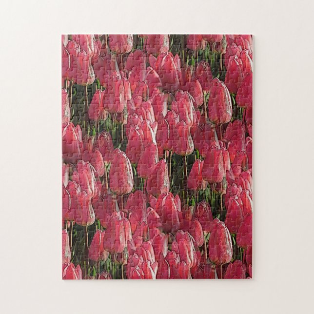 Puzzle Floral de tulipanes rosados (Vertical)