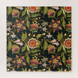 Puzzle Floral decorativa: Púrpura dorado acrílico.