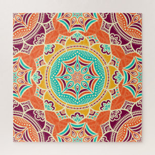 Puzzle Floral Étnica: Encantador Diseño Sin Marea.