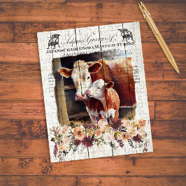 Puzzle Floral Hereford Cows