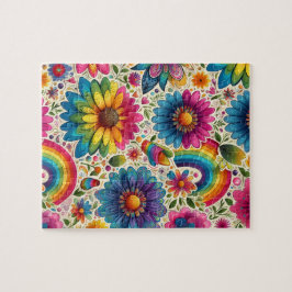 Puzzle Floral Hippie Arcoíris Retro