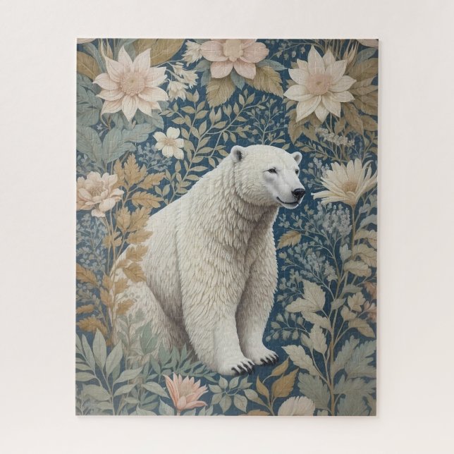 Puzzle Floral inspirada en el oso polar William Morris (Vertical)