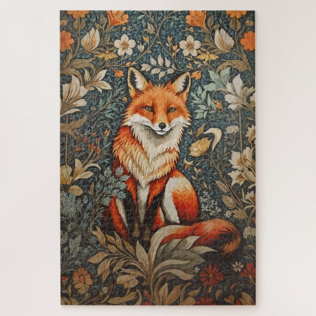 Puzzle Floral inspirada por Fox William Morris (Vertical)