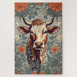 Puzzle Floral inspirada por William Morris, Vintage Cow