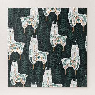 Puzzle Floral Llamas Cute Textura de cosecha