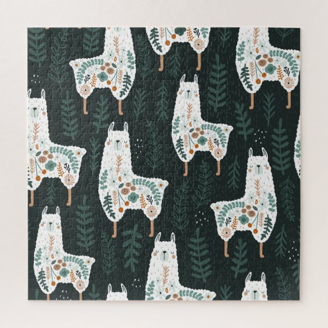 Puzzle Floral Llamas Cute Textura de cosecha (Vertical)