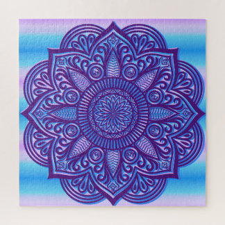 Puzzle Floral Mandala Paz color morado Aqua azul