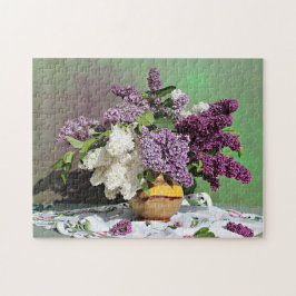 Puzzle Floral Purple and White Lilacs Bouquet Photo