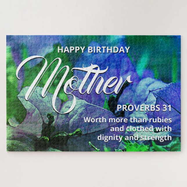 Puzzle Floral Scene 20"x30" HAPPY BIRTHDAY MOTHER Custom (Horizontal)