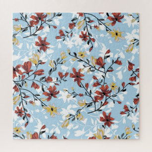 Puzzle Floral Vintage: Sencillo fondo de tela.