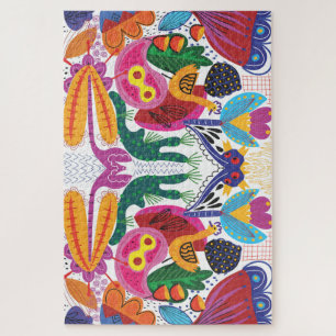 Puzzle Floral y plantas de colores dibujados a mano