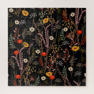 Puzzle Floreciente pradera flor mano dibujada