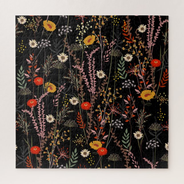 Puzzle Floreciente pradera flor mano dibujada (Vertical)