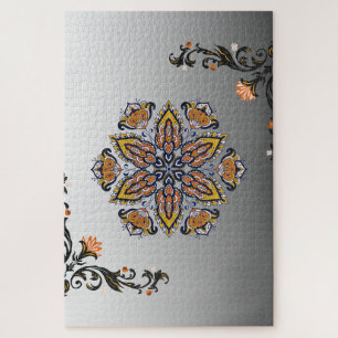 Puzzle Florecimiento Celestial – Mandala Floral en Blanco