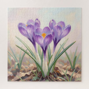 Puzzle Florecimiento primaveral de crocus morado soñador