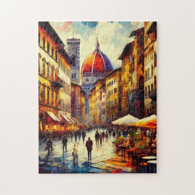 Puzzle Florencia, Calle Italia con pintura Duomo (Vertical)