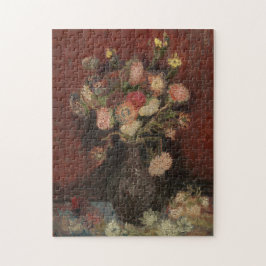 Puzzle Florero con los asteres y los gladiolos chinos de