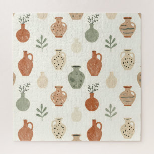 Puzzle Floreros de Terracota Boho con Patrón Botánico