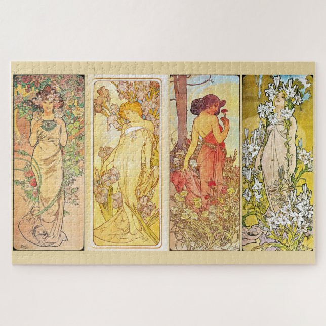 Puzzle Flores 1898 - El Art Nouveau floral de Mucha (Horizontal)