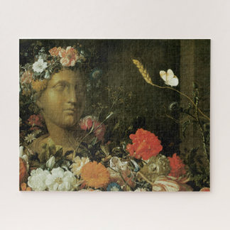 Puzzle Flores alrededor de un busto clásico