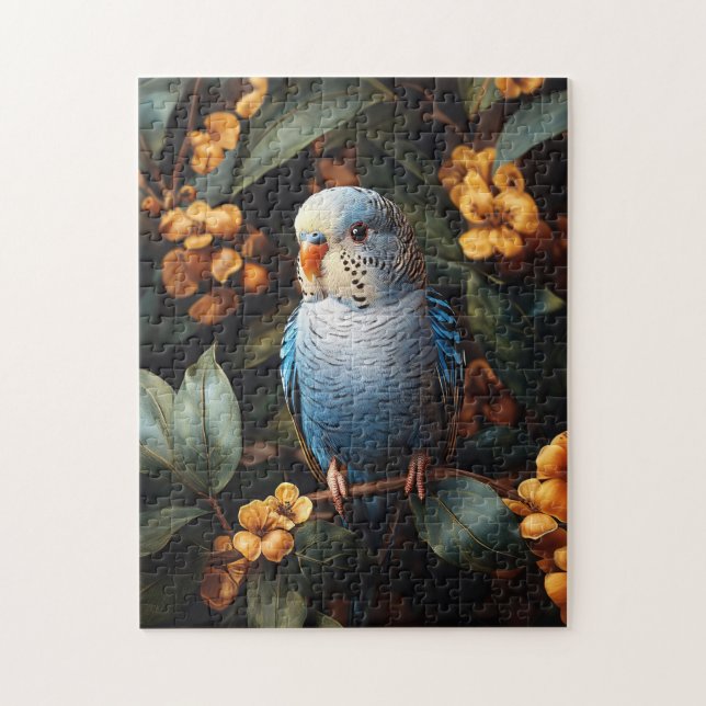Puzzle Flores amarillas de Budgie Budgerigar (Vertical)
