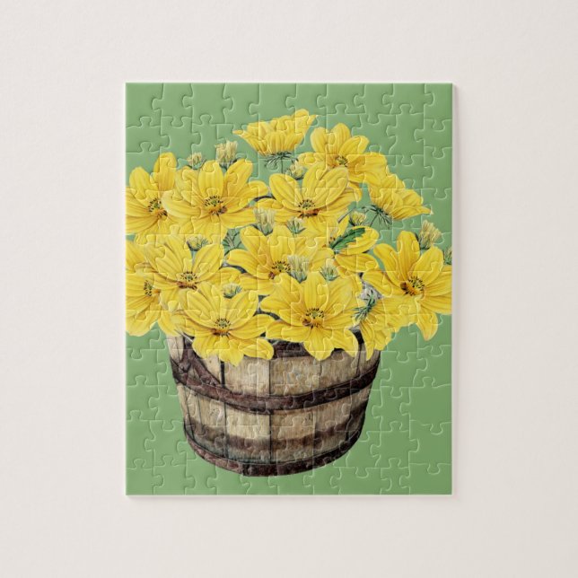Puzzle flores amarillas en una cesta (Vertical)