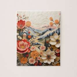 Puzzle Flores audaces con montañas