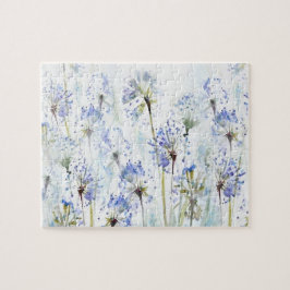 Puzzle Flores azules de verano, boceto acuático