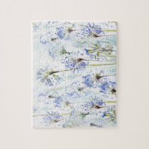 Flores azules de verano, boceto acuático