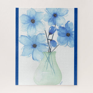 Puzzle Flores azules en un jarrón Tarjetas de notas