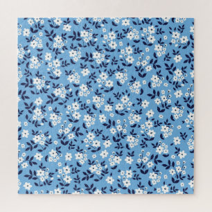 Puzzle Flores azules y blancas: vintage
