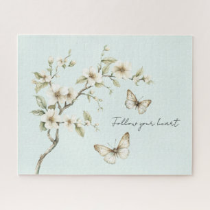 Puzzle Flores Blancas Menta Mariposas