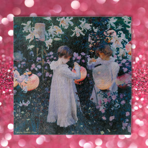 Puzzle Flores Chicas Papel Farolitos Pintar niños vintag