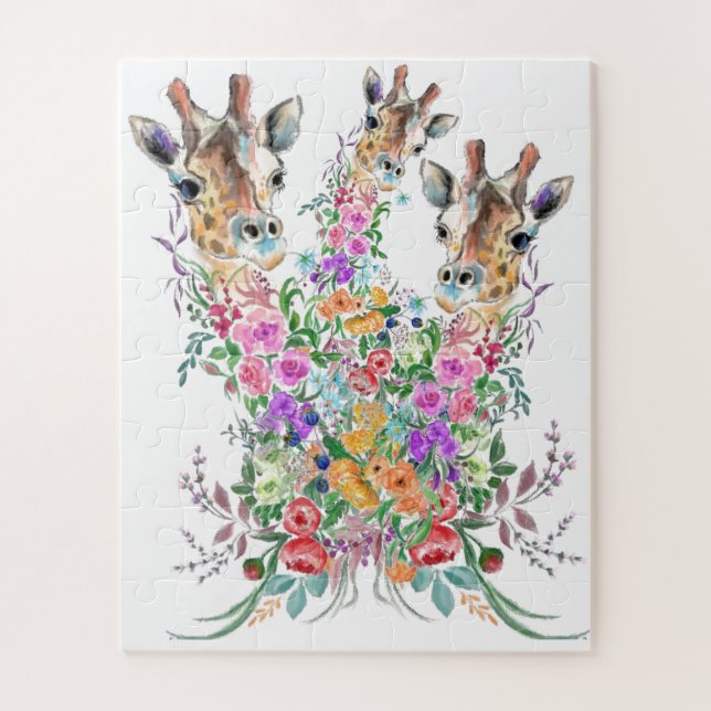 Puzzle Flores coloridas Bouquet Giraffe Amor familiar (Vertical)