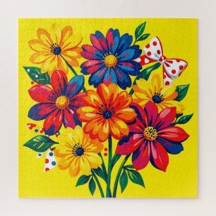 Puzzle Flores Coloridas en Negrita Ramo de Arte Pop con L