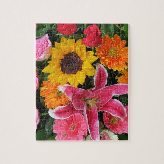 Puzzle flores+ coloridas,     gnomo+ de+ jardín,     liri (Vertical)