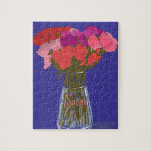 Puzzle Flores Coloridas Y Felices En La Vasa +Nombre Pers