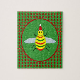 Puzzle Flores de abeja y de poinsettia para Navidades peq