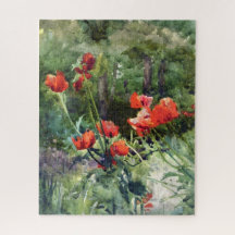 Flores de adormidera roja (por Mildred Anne Butler