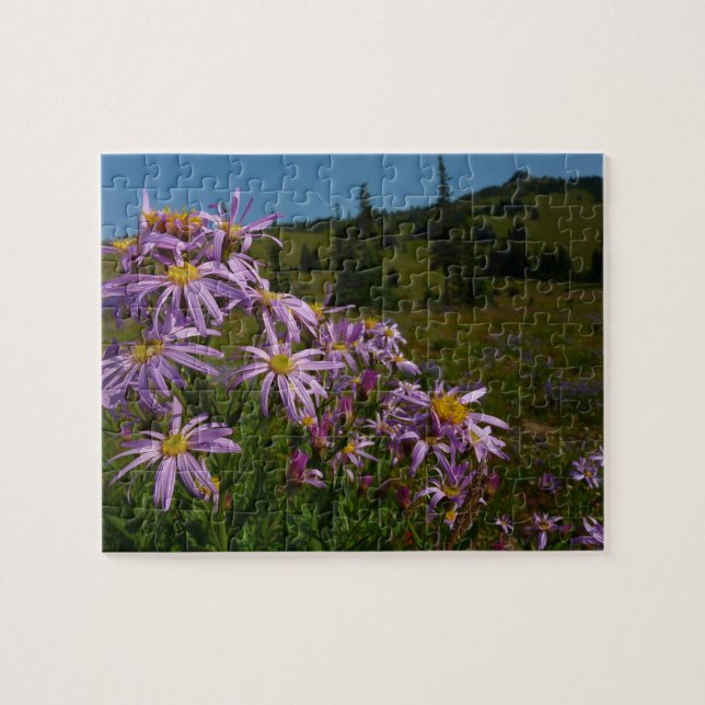 Puzzle Flores de Aster Púrpura en Mount Rainier (Horizontal)